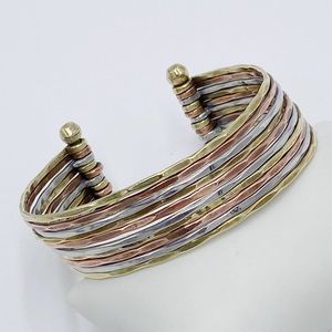 Hammered Mixed Metal Cuff Bracelet